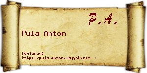 Puia Anton névjegykártya